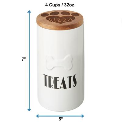 Show full view: Frisco Ceramic Personalized Treat Jar with Wood Lid, 4 Cup, 32oz slide 2 of 7