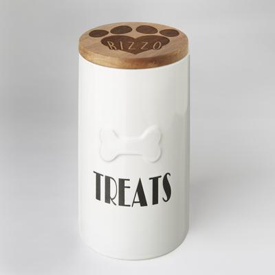 Show full view: Frisco Ceramic Personalized Treat Jar with Wood Lid, 4 Cup, 32oz slide 4 of 7