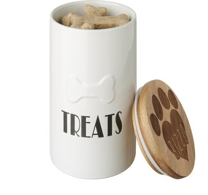 Show full view: Frisco Ceramic Personalized Treat Jar with Wood Lid, 4 Cup, 32oz slide 5 of 7