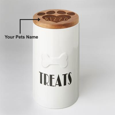 Show full view: Frisco Ceramic Personalized Treat Jar with Wood Lid, 4 Cup, 32oz slide 6 of 7