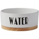 Frisco Ceramic Water Dog & Cat Bowl with Wood Base, Small: 2 cup