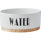Frisco Ceramic Water Dog & Cat Bowl with Wood Base, Medium: 4 cup