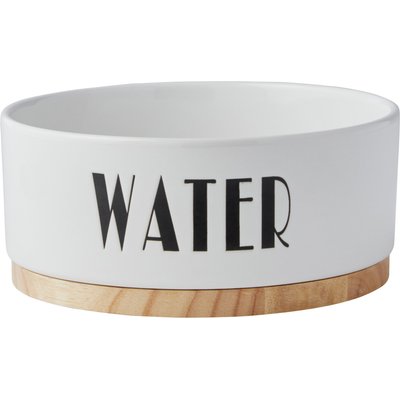 Frisco Frisco Ceramic Water Dog & Cat Bowl with Wood Base, Medium: 4 cup