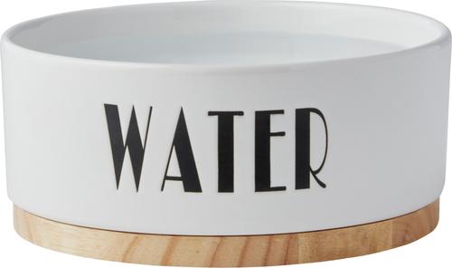 Show full view: Frisco Ceramic Water Dog & Cat Bowl with Wood Base, Medium: 4 cup slide 3 of 7