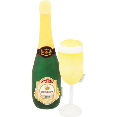 Frisco Frisco Champagne & Flute Plush Squeaky Dog Toy, Medium, 2 count