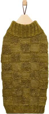 Show full view: Frisco Checkered Mock Neck Dog & Cat Sweater, Green, X-Large slide 3 of 10