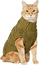 Frisco Checkered Mock Neck Dog & Cat Sweater, Green, X-Small
