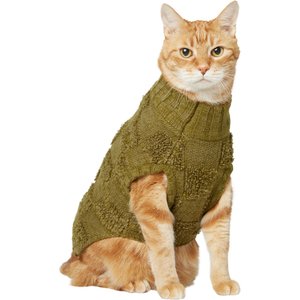 Frisco Checkered Mock Neck Dog & Cat Sweater, Green, X-Small