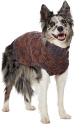 Frisco Checkered Mock Neck Dog & Cat Sweater, Navy, Large