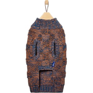 Frisco Checkered Mock Neck Dog & Cat Sweater, Navy, Small