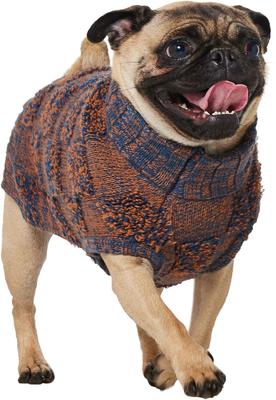 Show full view: Frisco Checkered Mock Neck Dog & Cat Sweater, Navy, Small slide 2 of 11