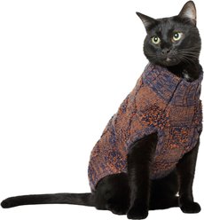 Frisco Checkered Mock Neck Dog & Cat Sweater, Navy, X-Small