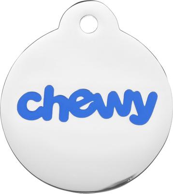 Show full view: Frisco Chewy Stainless Steel Personalized Dog & Cat ID Tag with Enamel Infill, Round, Regular slide 1 of 5