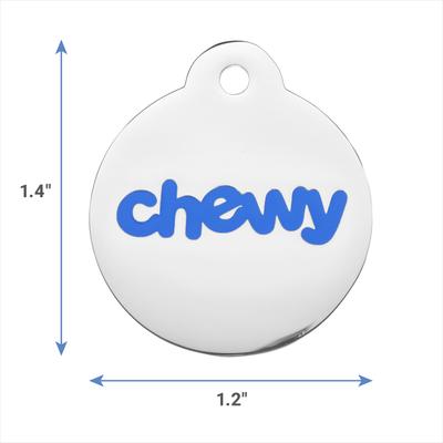 Show full view: Frisco Chewy Stainless Steel Personalized Dog & Cat ID Tag with Enamel Infill, Round, Regular slide 3 of 5