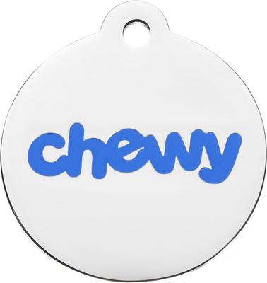 Show full view: Frisco Chewy Stainless Steel Personalized Dog & Cat ID Tag with Enamel Infill, Round, Small slide 1 of 4