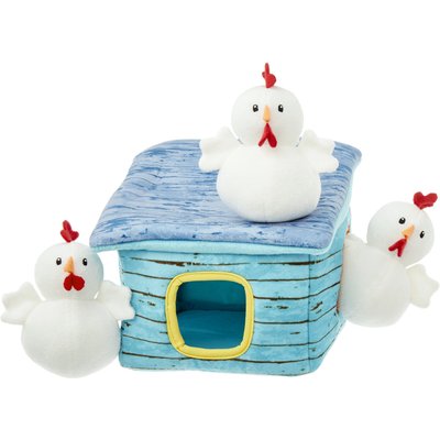 Frisco Frisco Chicken Coop Hide & Seek Puzzle Plush Squeaky Dog Toy, Small/Medium