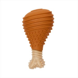 Frisco Chicken Flavored Drumstick Rubber & Nylon Chew Dog Toy for Heavy Chewers, Small/Medium