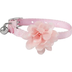 Frisco Chiffon Flower Cat Collar, Pink, 8 to 12-in neck, 3/8-in wide