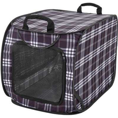 Frisco Frisco Collapsible Cat Cage, Litter Box, & Mat, Black Plaid