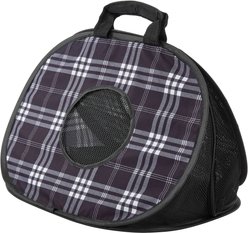 Frisco Collapsible Cat Carrier Bag, Black Plaid
