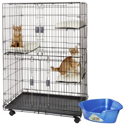 Show full view: Frisco Collapsible Wire Cage Playpen + Van Ness High Side Corner Cat Litter Pan slide 1 of 10