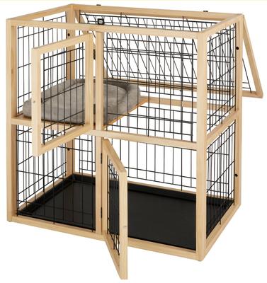 Show full view: Frisco Collapsible Wood & Wire Cat Cage Playpen - 2 Level slide 4 of 9