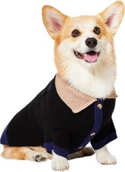Frisco Collared Dog & Cat Sweater Cardigan, Black, Large