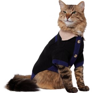 Frisco Collared Dog & Cat Sweater Cardigan, Black, Small