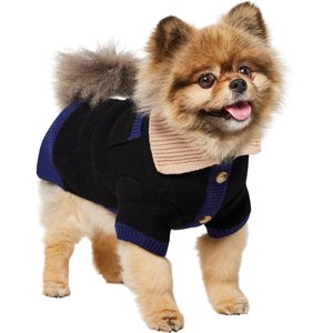 Frisco Collared Dog & Cat Sweater Cardigan, Black, Small