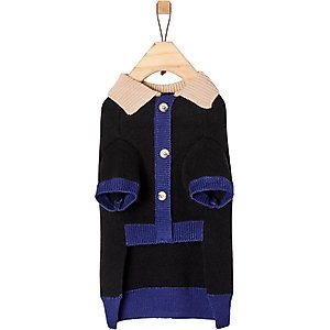 Frisco Collared Dog & Cat Sweater Cardigan, Black, Small