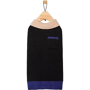 Frisco Collared Dog & Cat Sweater Cardigan, Black, X-Small