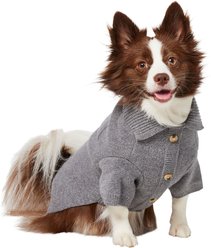 Frisco Collared Dog & Cat Sweater Cardigan, Gray, Medium