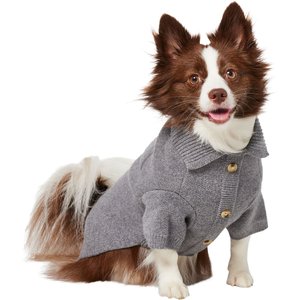Frisco Collared Dog & Cat Sweater Cardigan, Gray, Medium