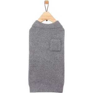 Frisco Collared Dog & Cat Sweater Cardigan, Gray, Medium