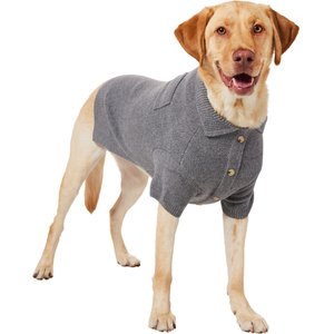 Frisco Collared Dog & Cat Sweater Cardigan, Gray, X-Large