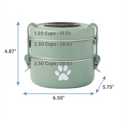 Frisco Complete Travel Stainless Steel Dog & Cat Feeder Bowl, Artichoke Green, Large slide 2 of 7