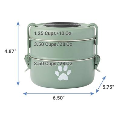 Show full view: Frisco Complete Travel Stainless Steel Dog & Cat Feeder Bowl, Artichoke Green, Large slide 3 of 10