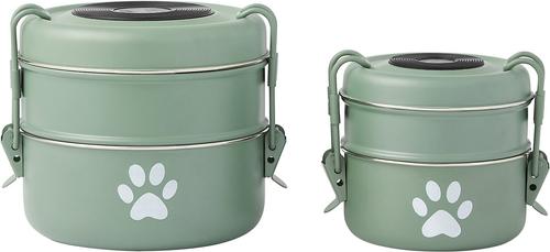 Show full view: Frisco Complete Travel Stainless Steel Dog & Cat Feeder Bowl, Artichoke Green, Small slide 6 of 9