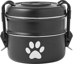 Frisco Complete Travel Stainless Steel Dog & Cat Feeder Bowl, Black, Small