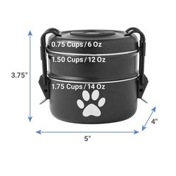 Frisco Complete Travel Stainless Steel Dog & Cat Feeder Bowl, Black, Small slide 2 of 7