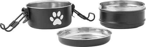 Show full view: Frisco Complete Travel Stainless Steel Dog & Cat Feeder Bowl, Black, Small slide 5 of 9