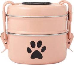 Frisco Complete Travel Stainless Steel Dog & Cat Feeder Bowl, Peach, Small