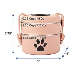 Frisco Complete Travel Stainless Steel Dog & Cat Feeder Bowl, Peach, Small slide 2 of 7