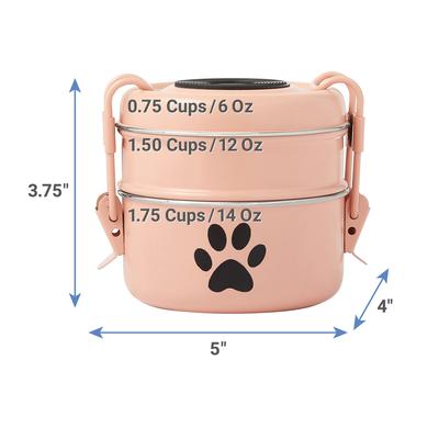 Show full view: Frisco Complete Travel Stainless Steel Dog & Cat Feeder Bowl, Peach, Small slide 3 of 10