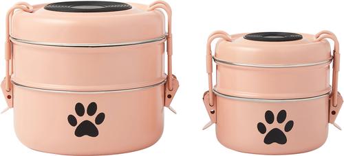 Show full view: Frisco Complete Travel Stainless Steel Dog & Cat Feeder Bowl, Peach, Small slide 7 of 10