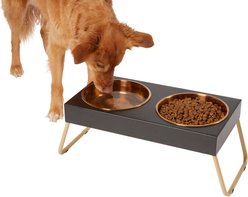 Frisco Copper Stainless Steel Elevated Foldable Double Dog & Cat Bowls, Medium: 5 cup