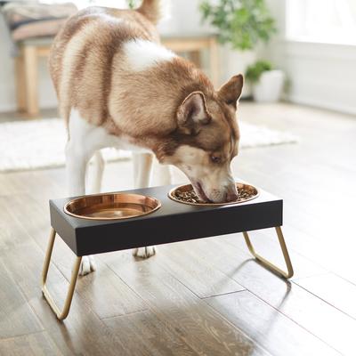 Show full view: Frisco Copper Stainless Steel Elevated Foldable Double Dog & Cat Bowls, Medium: 5 cup slide 4 of 11
