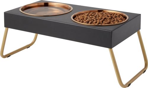 Show full view: Frisco Copper Stainless Steel Elevated Foldable Double Dog & Cat Bowls, Medium: 5 cup slide 5 of 11