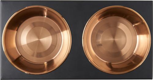 Show full view: Frisco Copper Stainless Steel Elevated Foldable Double Dog & Cat Bowls, Medium: 5 cup slide 6 of 11
