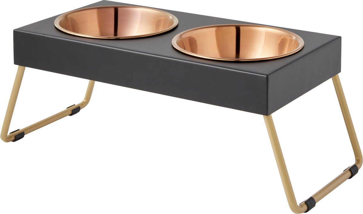 Frisco Copper Stainless Steel Elevated Foldable Double Dog & Cat Bowls